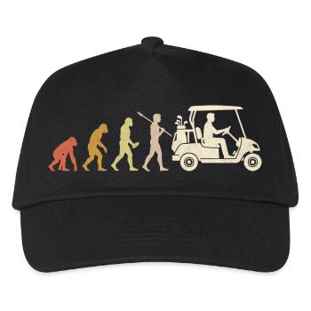 Golfwagen-Evolution Lustiges Golfer-Geschenk - Kinder Basecap - Schwarz - Vorne