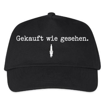 Gekauft wie gesehen Werkstatt & Schrauber Spruch - Kinder Basecap - Schwarz - Vorne