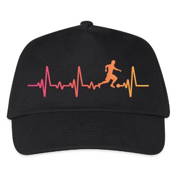 Sunset Soccer Heartbeat Fußballer Fußballspieler - Kinder Basecap - Schwarz - Vorne