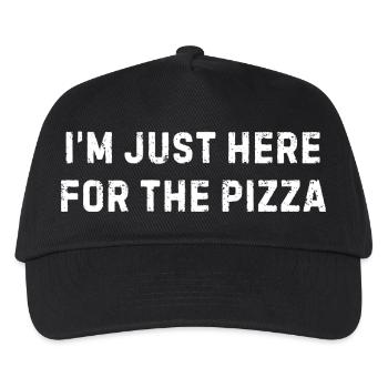 Ich bin nur wegen Pizza und lustiges Essen hier. - Kinder Basecap - Schwarz - Vorne