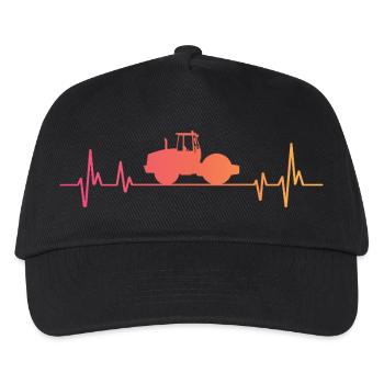 Compactor roller sunset construction - construction site - Kids’ Baseball Cap - black - Front