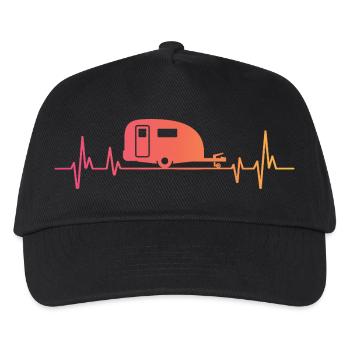 Sunset Heartbeat camper travel caravan - Kids’ Baseball Cap - black - Front