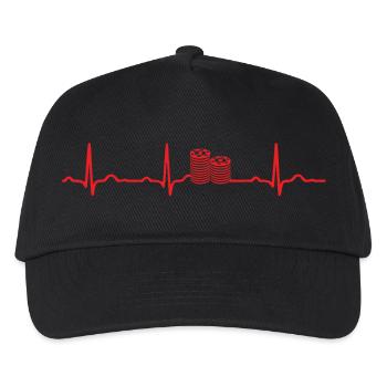 CADEAU - ECG COEUR EN LIGNE CASINO POKER rouge - Casquette de baseball Enfant - noir - Devant