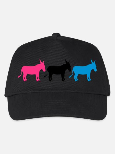 3 freunde crew party reihe esel pferd pony klein p - Kinder Basecap - Schwarz