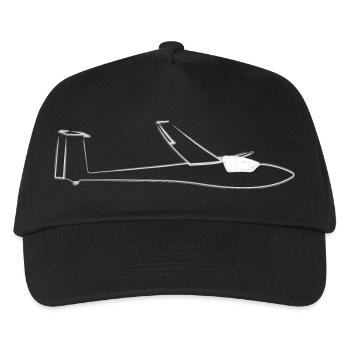 Club Libelle Glasflügel Segelflugzeug Geschenk - Kinder Basecap - Schwarz - Vorne