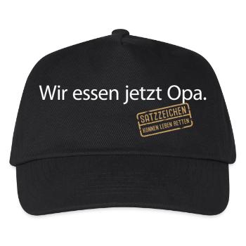 Wir essen jetzt Opa Satzzeichen Grammatik Sprache - Kinder Basecap - Schwarz - Vorne