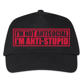 not antisocial anti stupid - Kids’ Baseball Cap - black - Front