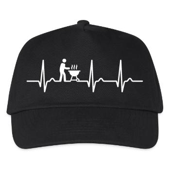 EKG Kurve - Herzkurve - Puls - Grillen - Kinder Basecap - Schwarz - Vorne