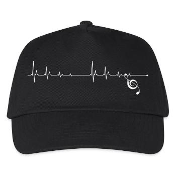 Heartbeat Treble Clef Rhythm - Kids’ Baseball Cap - black - Front