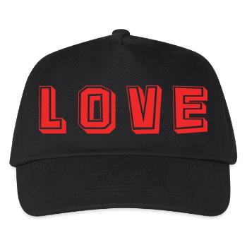 HERZ. HERZ. VALENTINSTAG. LIEBE. LIEBE. PAAR. - Kinder Basecap - Schwarz - Vorne