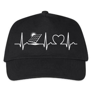 Photovoltaik - Solarenergie - EKG Kurve - Puls - Kinder Basecap - Schwarz - Vorne