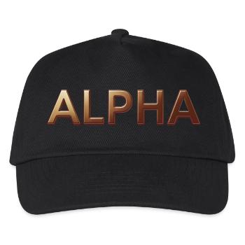 Alpha, mat, or, typo, police, brillant - Casquette de baseball Enfant - noir - Devant