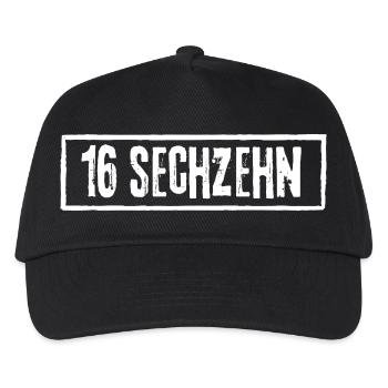 16 sechzehn Grunge Rock - Kinder Basecap - Schwarz - Vorne
