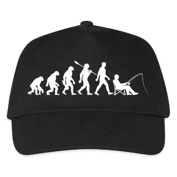 Evolution - Angler, Angeln Geschenk - Kinder Basecap - Schwarz - Vorne