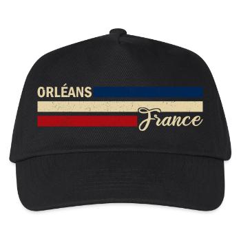 France - Orleans - Frankreich - Flagge - Streifen - Kinder Basecap - Schwarz - Vorne