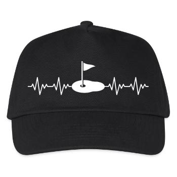 Golf Golfer Golfplatz EKG Herzschlag Herzfrequenz - Kinder Basecap - Schwarz - Vorne