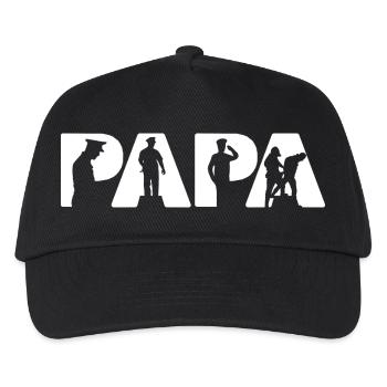 Papa Polizei Herzschlag EKG Puls Polizist Papa Beamter - Kinder Basecap - Schwarz - Vorne