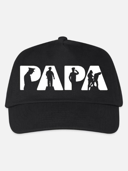 Papa Polizei Herzschlag EKG Puls Polizist Papa Beamter - Kinder Basecap - Schwarz