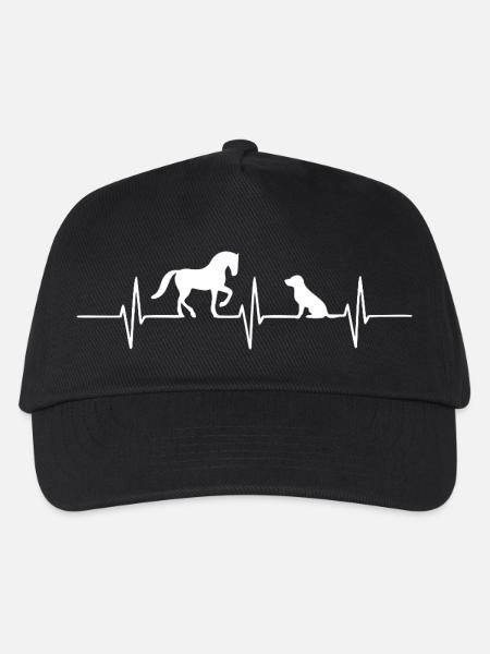 Herzschlag: Pferd und Hund Silhouette - Kinder Basecap - Schwarz