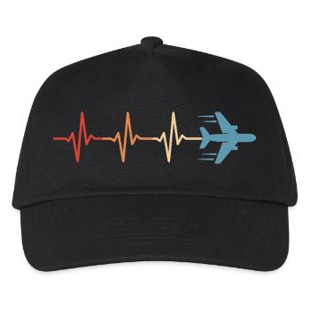 Pilote d’avion Battement de cœur Aviateur - Casquette de baseball Enfant - noir - Devant