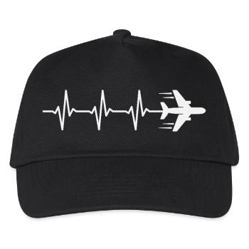 Pilote d’avion Battement de cœur Aviateur - Casquette de baseball Enfant - noir - Devant
