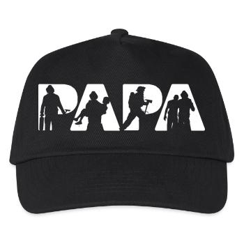 Feuerwehrmann Papa Hero Rescue Silhouette Slogan - Kinder Basecap - Schwarz - Vorne