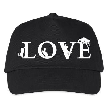 LOVE Cat Silhouette Word Art - Kids’ Baseball Cap - black - Front