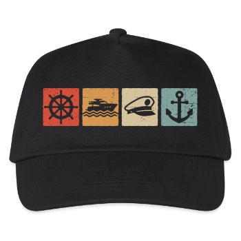 Bootsfahrer Kapitän Seefahrer Boot Anker Seemann - Kinder Basecap - Schwarz - Vorne