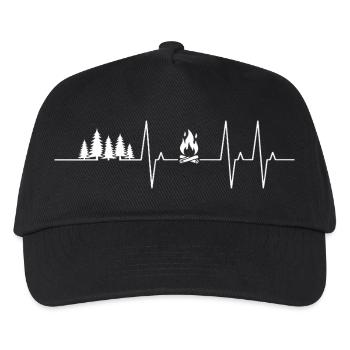 Fire Camp Forest Heartbeat Heart Heartbeat Bonfire - Kids’ Baseball Cap - black - Front