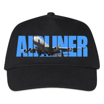 Avion Jumbo Jet - Casquette de baseball Enfant - noir - Devant