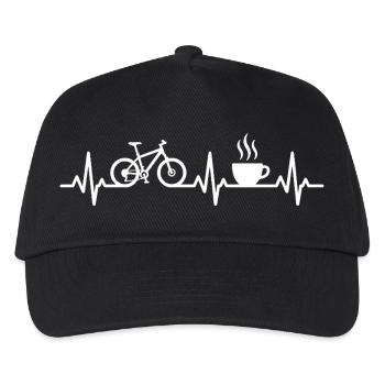 Radfahren und Kaffee Fahrrad herzschlag rennrad   - Kinder Basecap - Schwarz - Vorne