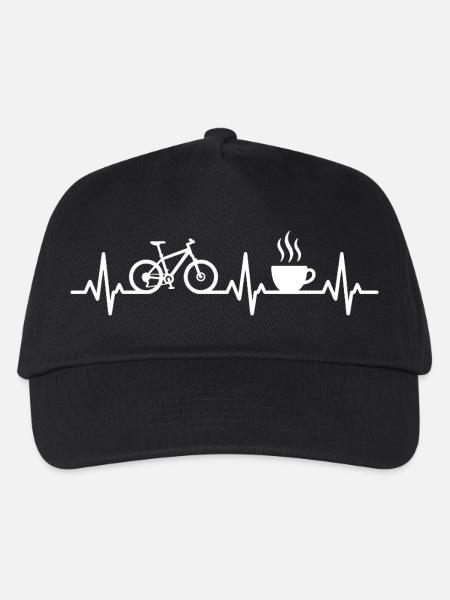 Radfahren und Kaffee Fahrrad herzschlag rennrad   - Kinder Basecap - Schwarz