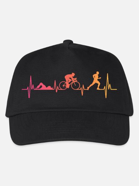 Triathlon Sunset Heartbeat Triathlet - Kinder Basecap - Schwarz