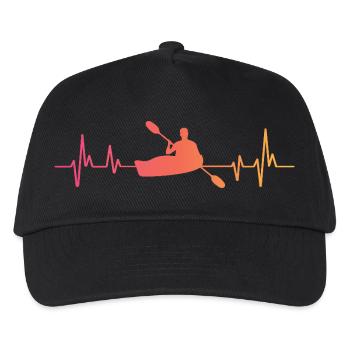 Canoeist Kayak Sunset Heartbeat Canoe - Kids’ Baseball Cap - black - Front