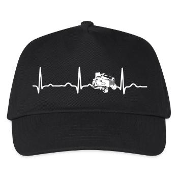 EKG HERZSCHLAG RASENMÄHERTRECKER weiß - Kinder Basecap - Schwarz - Vorne