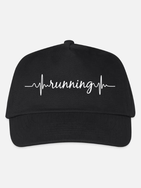 Herzschlag EKG Laufen Running Marathon Geschenk - Kinder Basecap - Schwarz