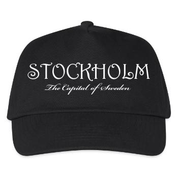 STOCKHOLM The Capital of Sweden-White Text - Kids’ Baseball Cap - black - Front
