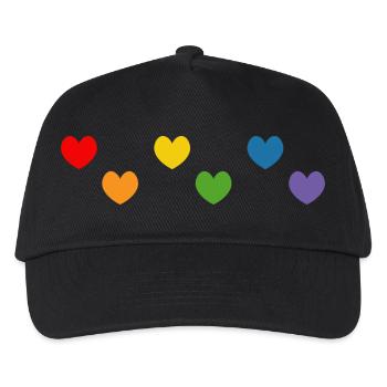Regenbogeherz Tshirt Mix LGBTQ - Kinder Basecap - Schwarz - Vorne