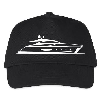 Motorboot Yacht Silhouette Minimal Design - Kinder Basecap - Schwarz - Vorne