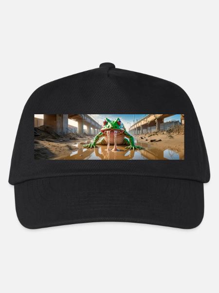 Riesiger schleimiger sabbernder Frosch Aufstieg des mutierten Monsters - Kinder Basecap - Schwarz
