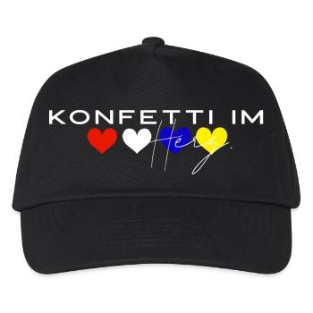 Konfetti im Herz, Fastnacht, Fasching, Karneval - Kinder Basecap - Schwarz - Vorne