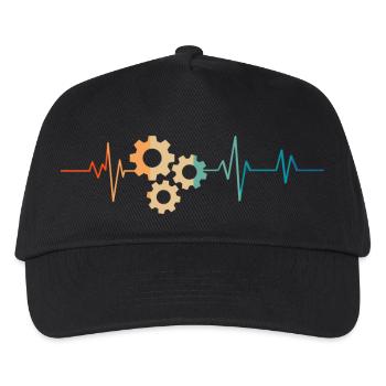Herzschlag Retro Zahnräder - Kinder Basecap - Schwarz - Vorne