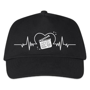 Filmklappe Herzschlag Filmliebhaber - Kinder Basecap - Schwarz - Vorne