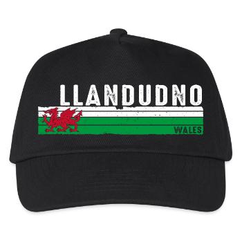 Llandudno Retro Wales Design für stolze walisische Fans - Kinder Basecap - Schwarz - Vorne
