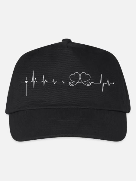 Herzschlag Liebe Verbindungsdesign - Kinder Basecap - Schwarz