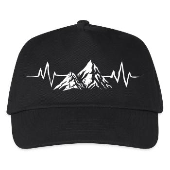 Berge mit Pulsschlag - Outdoor Herzschlag Symbol - Kinder Basecap - Schwarz - Vorne
