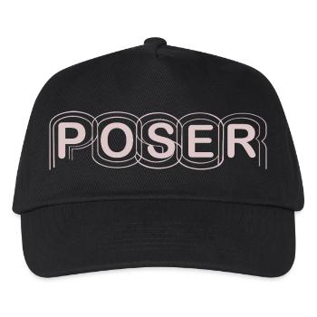 Minimalistisches POSER-Textdesign - Kinder Basecap - Schwarz - Vorne