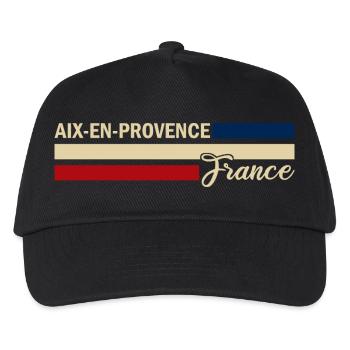 France - Aix-en-Provence - Frankreich - Flagge - Kinder Basecap - Schwarz - Vorne