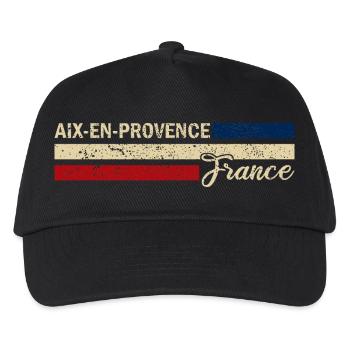 France - Aix-en-Provence - Frankreich - Flagge - Kinder Basecap - Schwarz - Vorne
