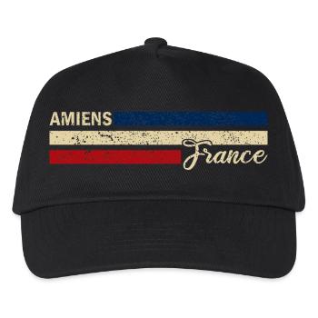 France - Amiens - Frankreich - Flagge - Streifen - Kinder Basecap - Schwarz - Vorne